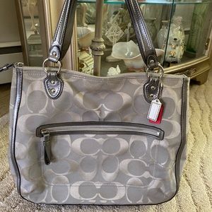 Coach Poppy Metallic Hallie Tote Large Handbag